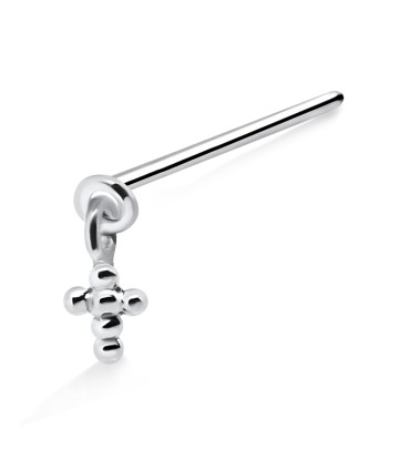 Ball Cross Shaped Silver Straight Nose Stud NSKA-550